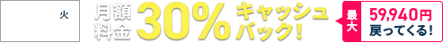 30%キャッシュバックキャンペーン！ 11月10日(火)17:00まで