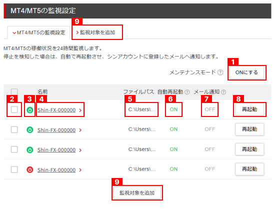 一覧画面のスクリーンショット